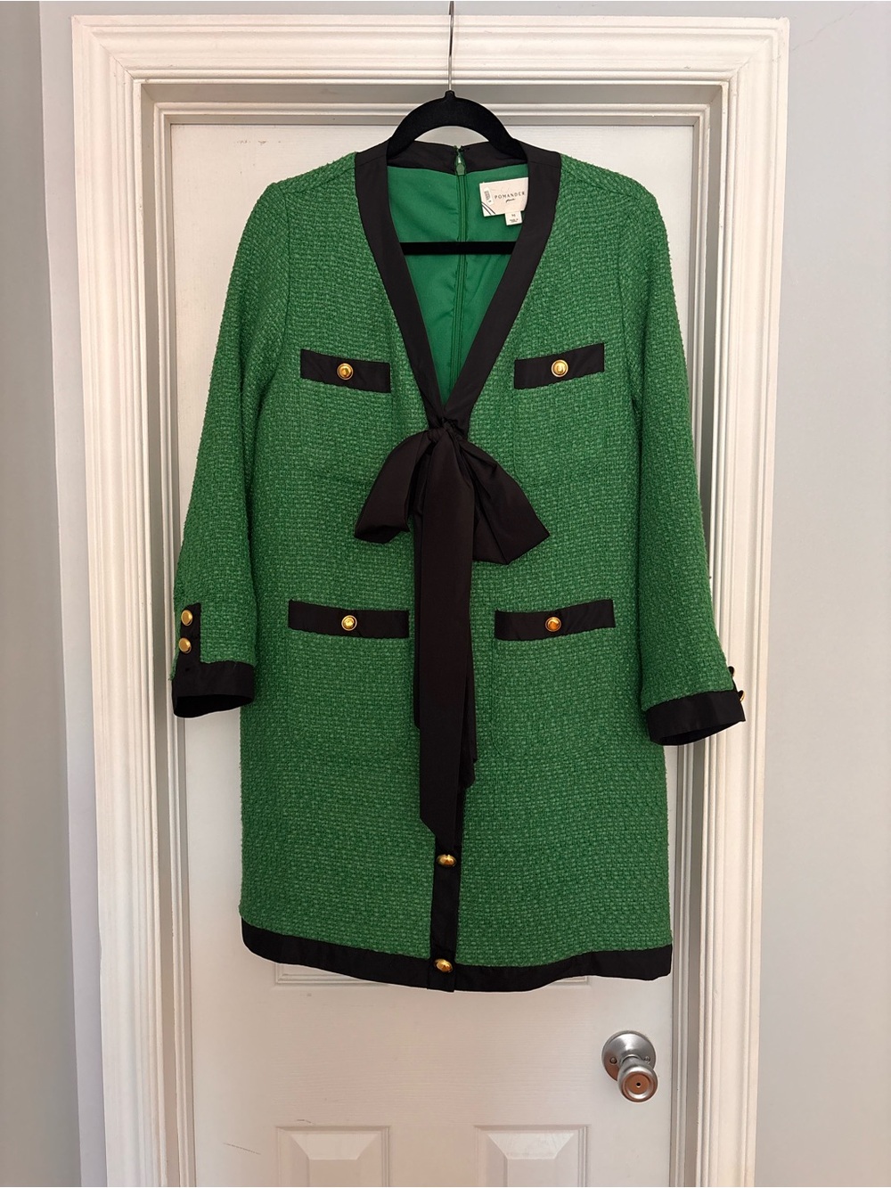 Pomander Place Green Coco Tweed Bow Dress
